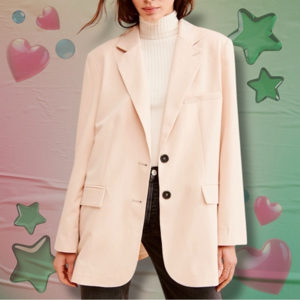 We The Free by Free People ‘Jay’ Oversized Blazer in “Apricot” Beige Size XS